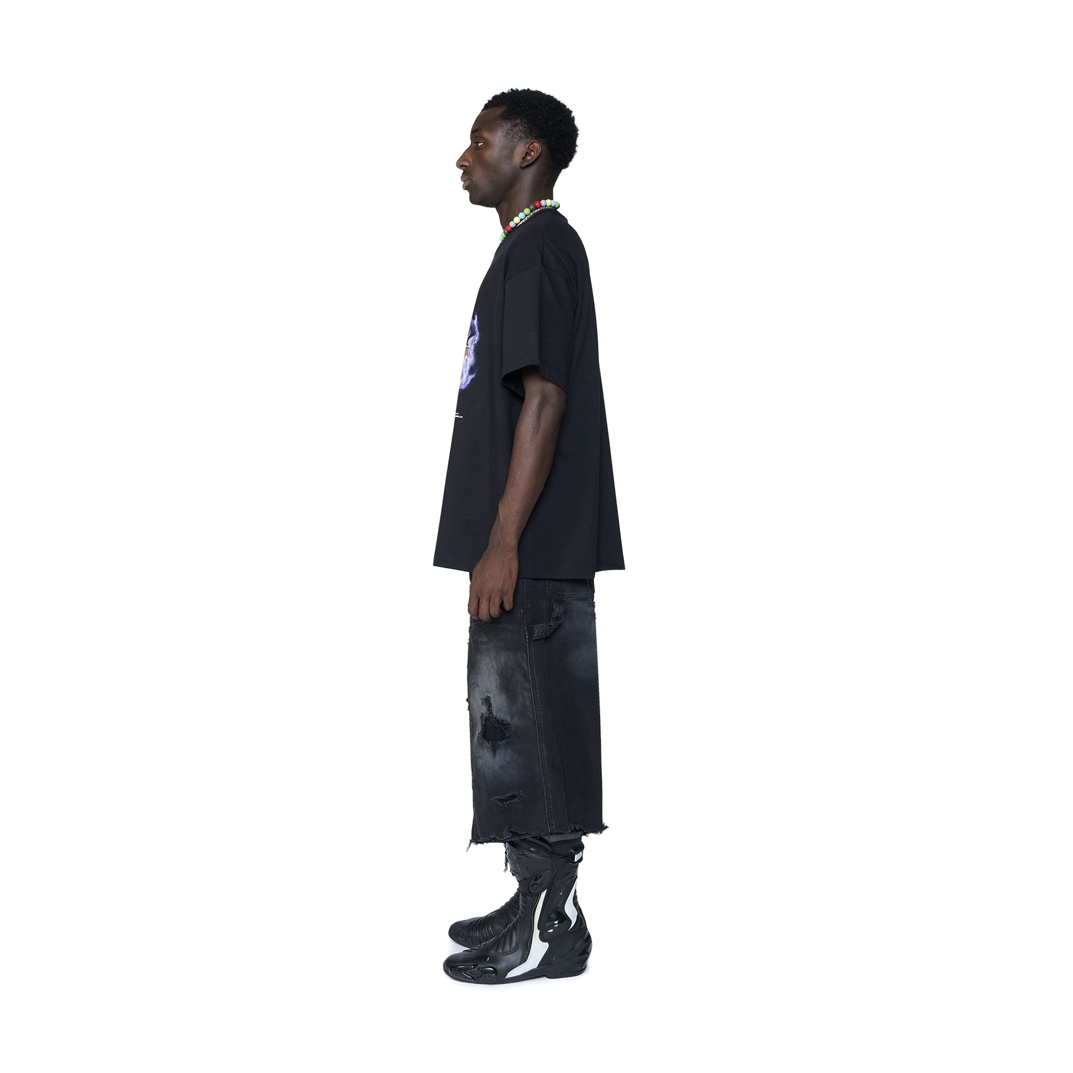 REWORKED BLACK 3/4 DOUBLE KNEE PANTS