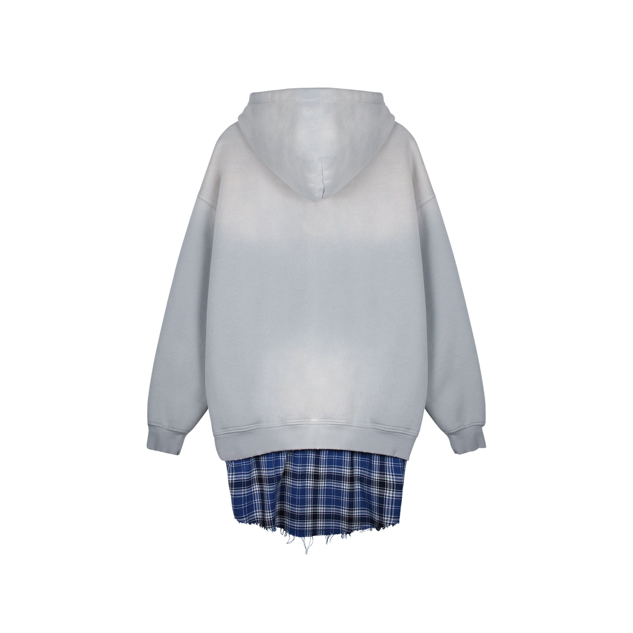 GREY LAYERED ZIP-UP HOODIE