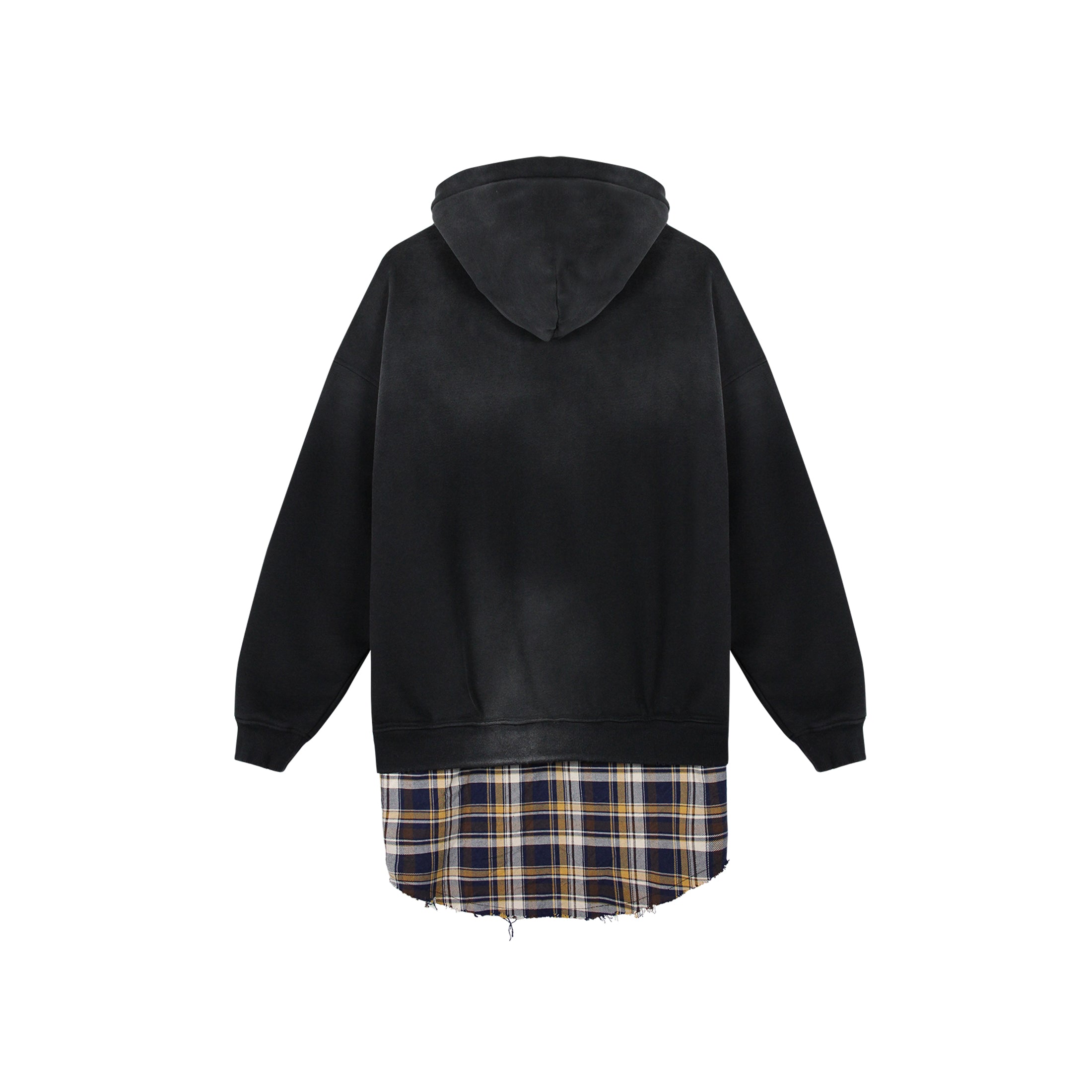 BLACK LAYERED ZIP-UP HOODIE