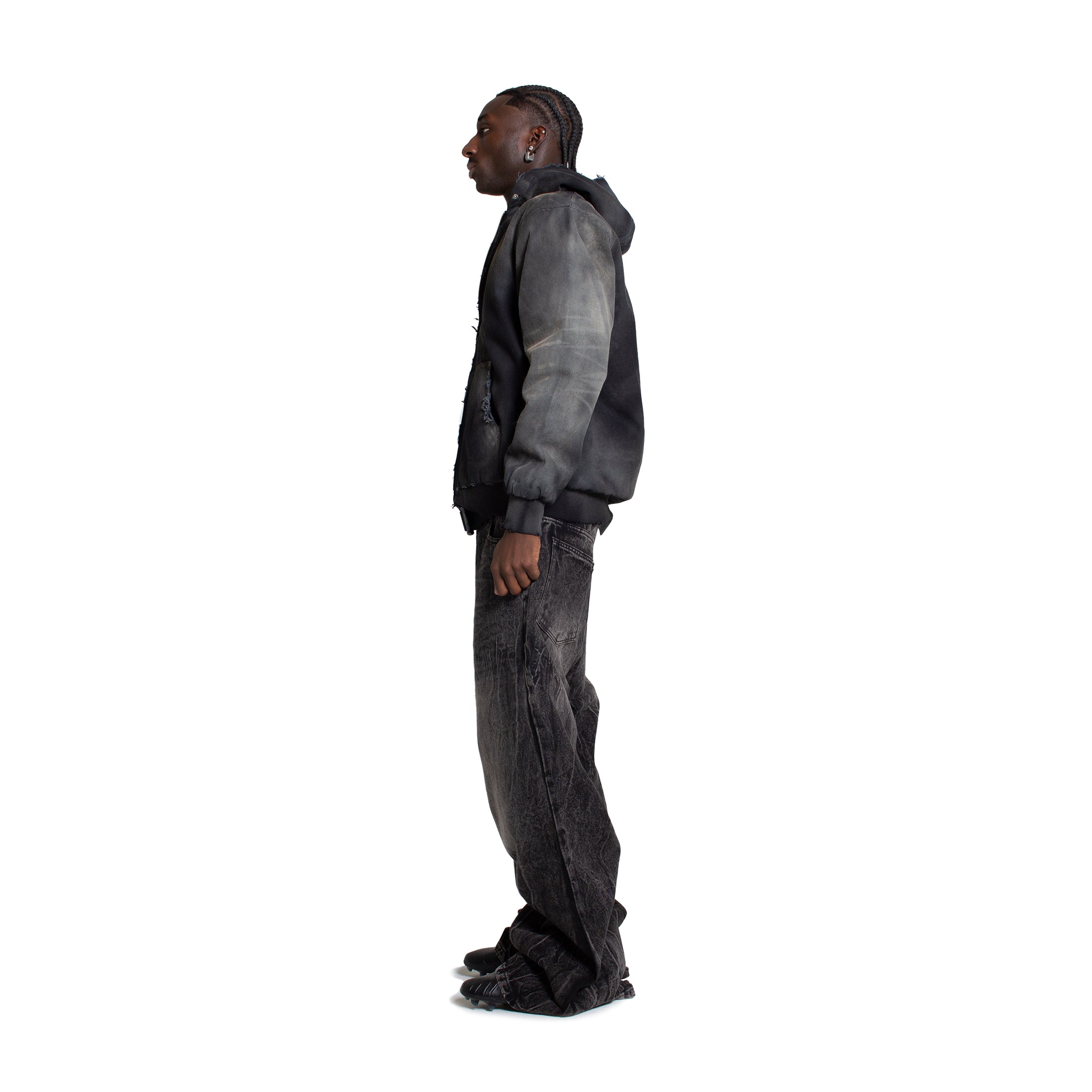 MUD WASHED BLACK CANVAS WORK JACKET