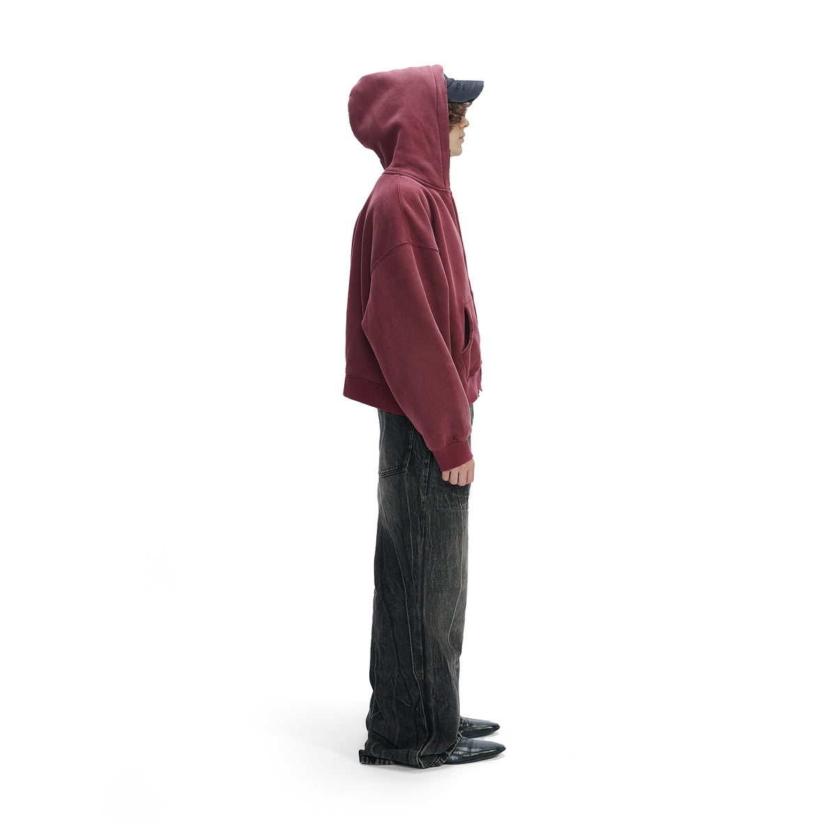 RED SAPPHIRE CROPPED ZIP-UP HOODIE