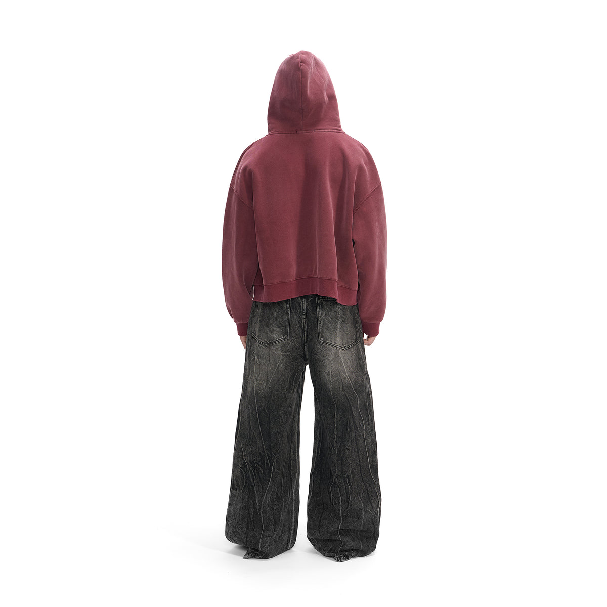 RED SAPPHIRE CROPPED ZIP-UP HOODIE