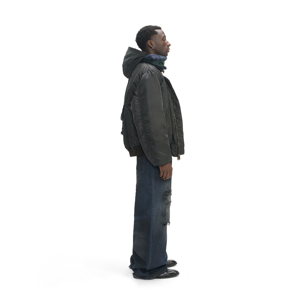 TROMPE L'OEIL HOODED BOMBER JACKET