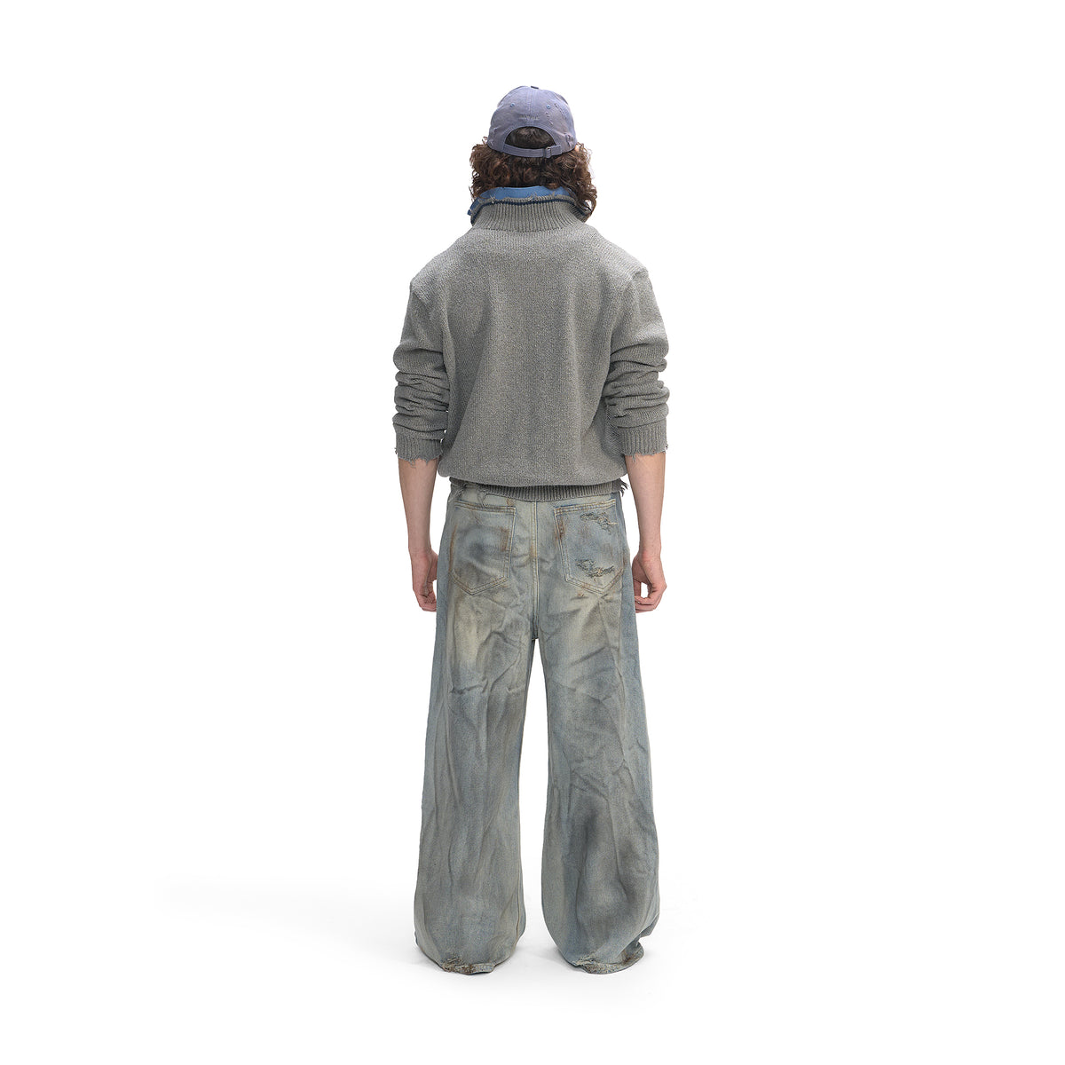 RUSTIC BLUE FADED BAGGY JEANS