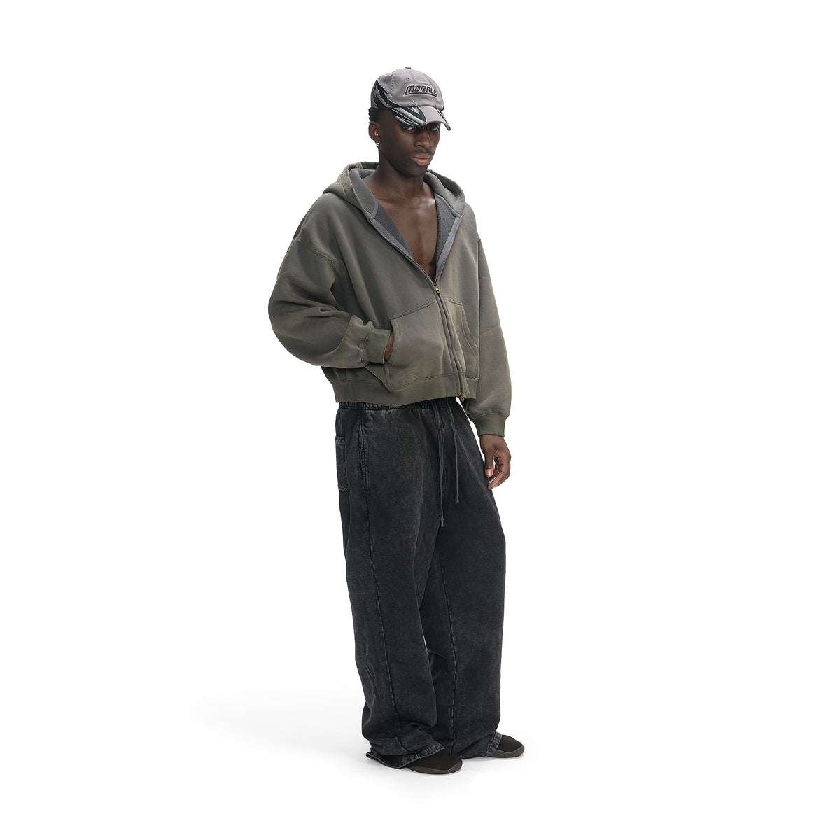 BLACK WASHED LOOSE FIT SWEATPANTS