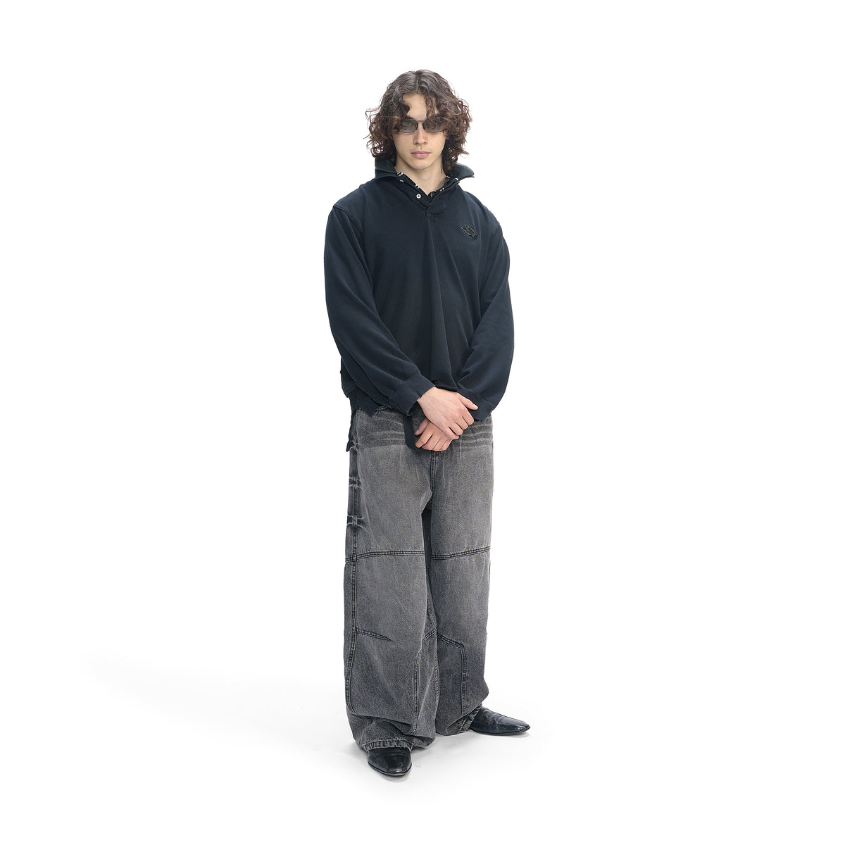 FADED GRAPHITE BIKER BAGGY JEANS