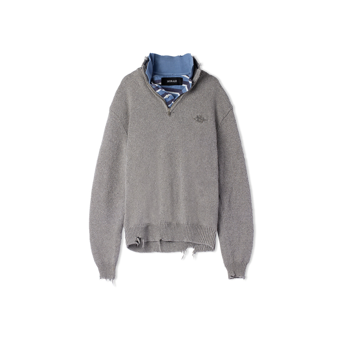 RECONSTRUCTED QUARTER ZIP SWEATER