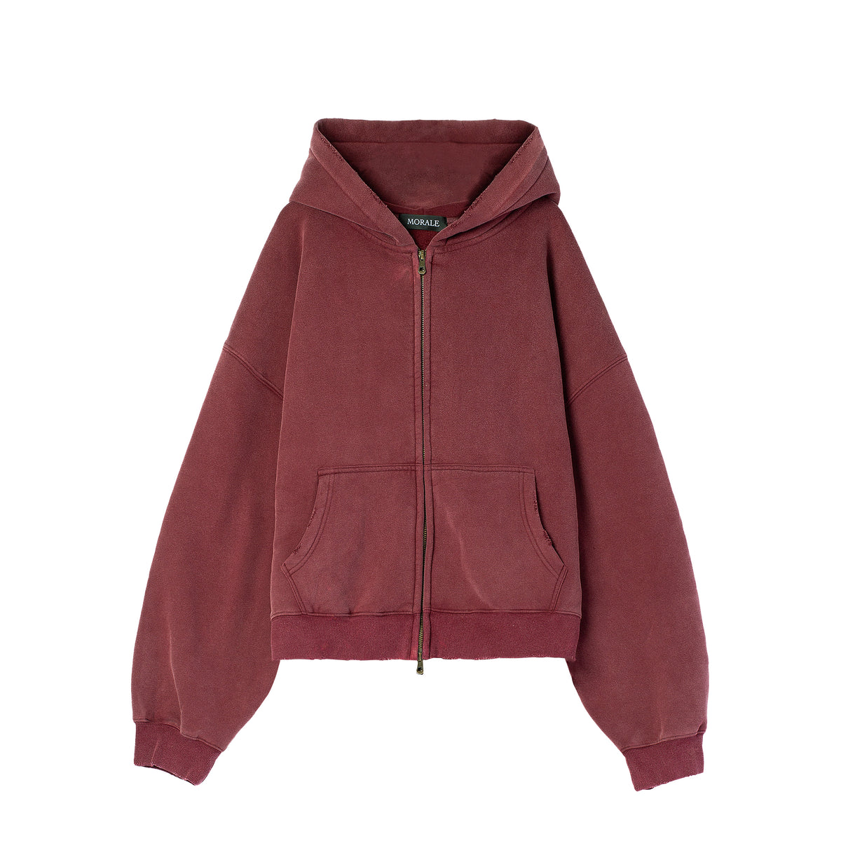 RED SAPPHIRE CROPPED ZIP-UP HOODIE