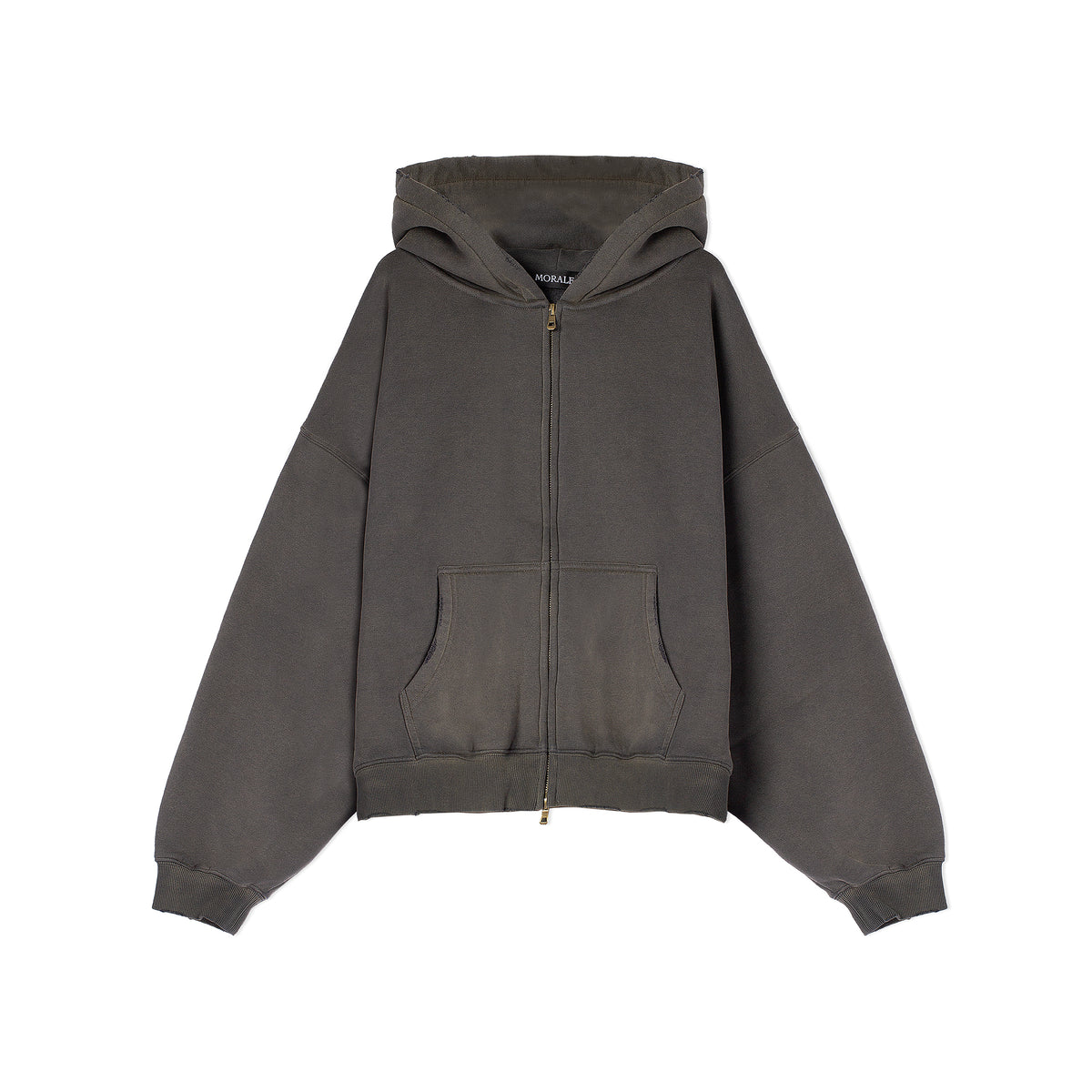 DARK MOSS CROPPED ZIP-UP HOODIE