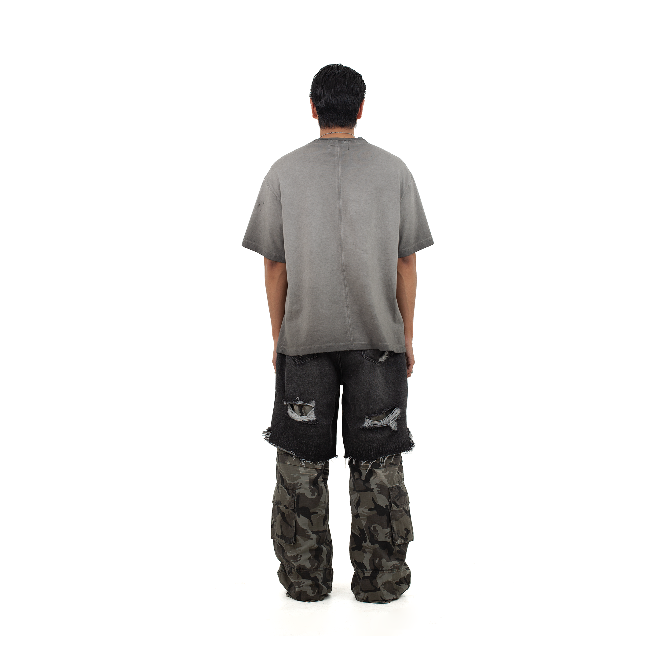 DARK GREY UNEVEN WASHED TEE