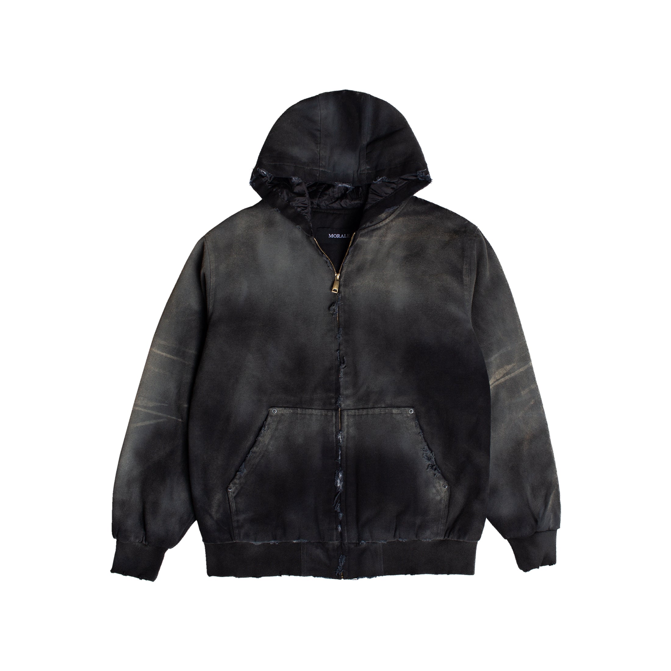 MUD WASHED BLACK CANVAS WORK JACKET